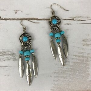 Silver & Blue Dangle Earrings